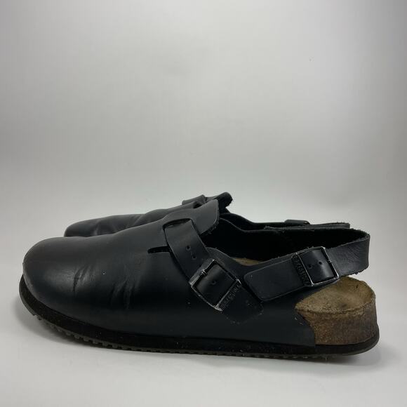 Birkenstock Tokio Super Grip Clog Mens Size 43 US 10-10.5 Narrow Black Leather - Picture 3 of 11